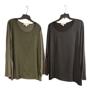 Michael Kors Olive and Black Long Sleeve Tops size 2X EUC
